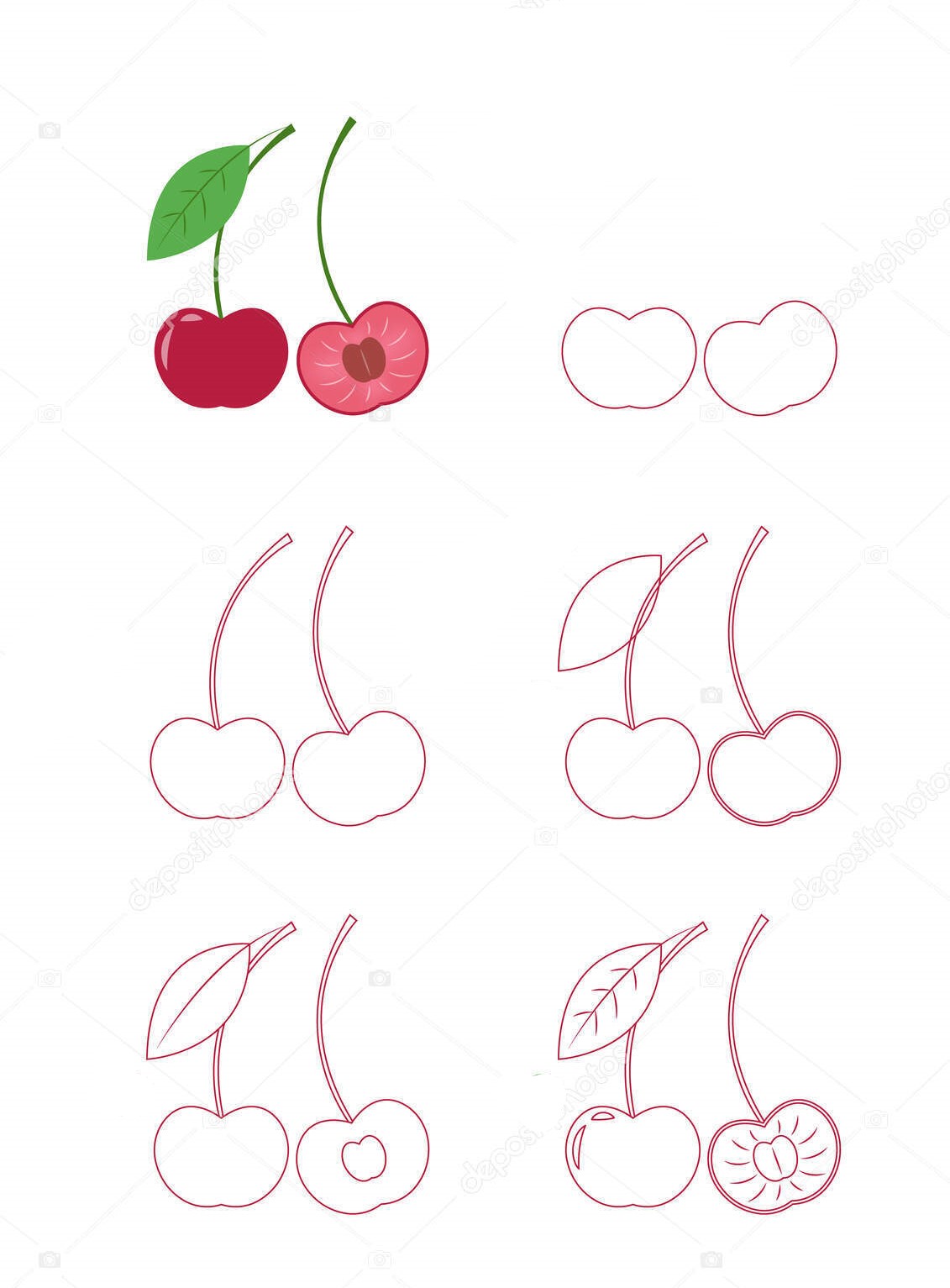 Desenhos de Dentro da cereja