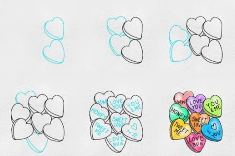 Desenhos de Doce em formato de coração