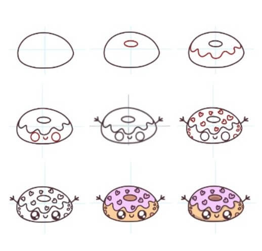 Desenhos de Donut kawaii