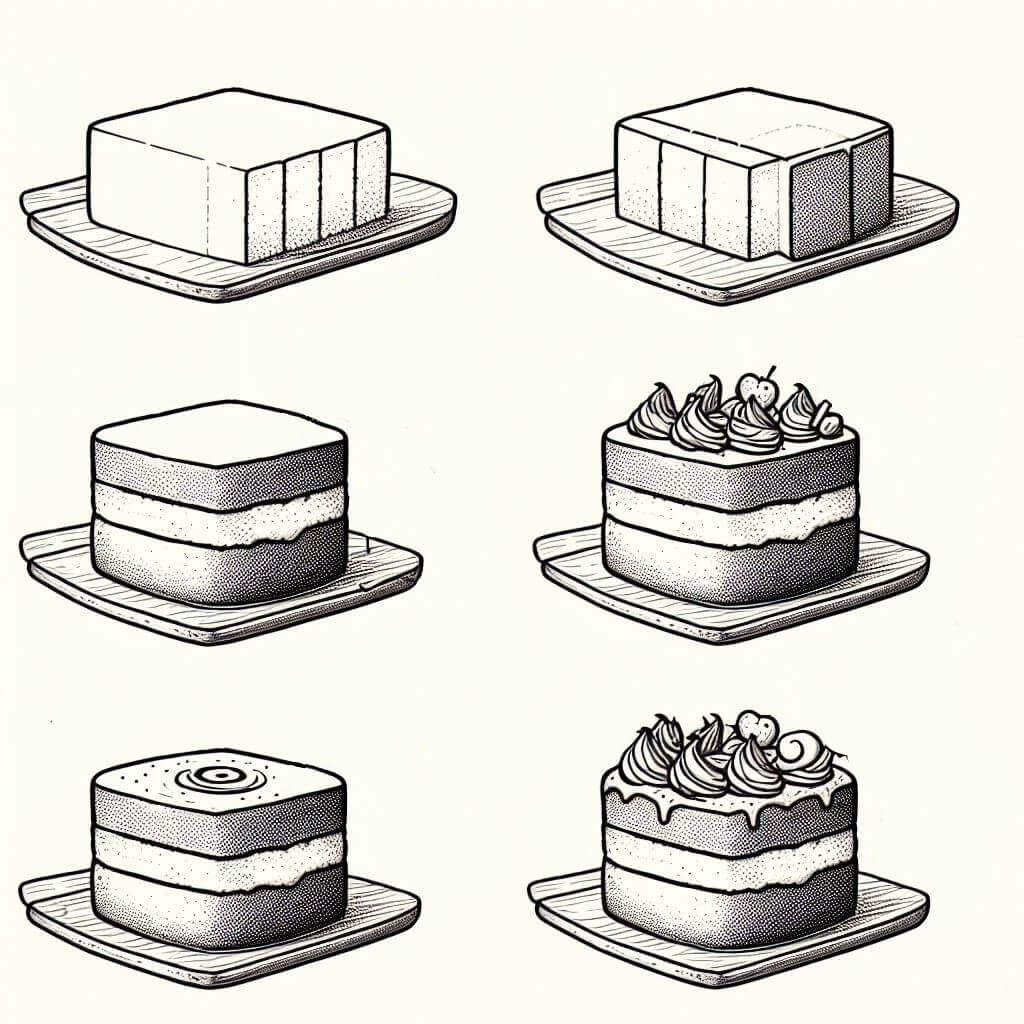 Desenhos de Esboço de bolo de creme