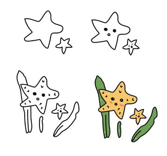 Desenhos de Estrela-do-mar caminhando