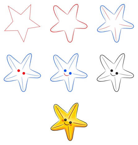 Desenhos de Estrela-do-mar dourada sorri
