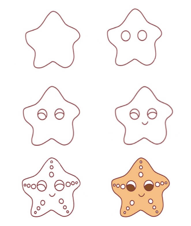 Desenhos de Estrela-do-mar fofa e fácil