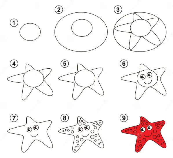 Desenhos de Estrela-do-mar vermelha