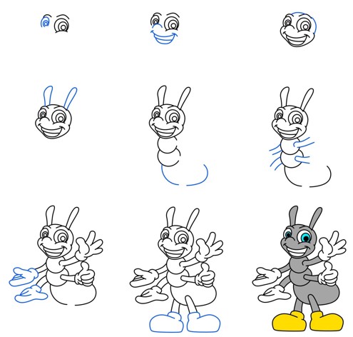 Desenhos de Formiga feliz