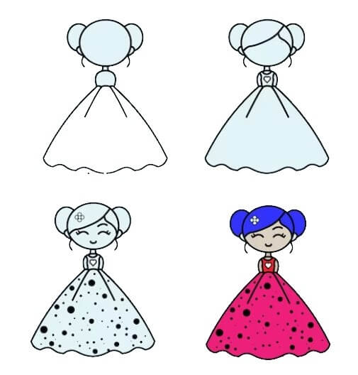 Desenhos de Garota com vestido vermelho