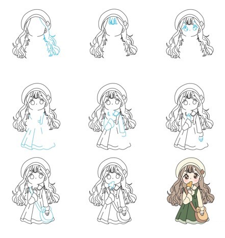 Desenhos de Garota de anime comendo