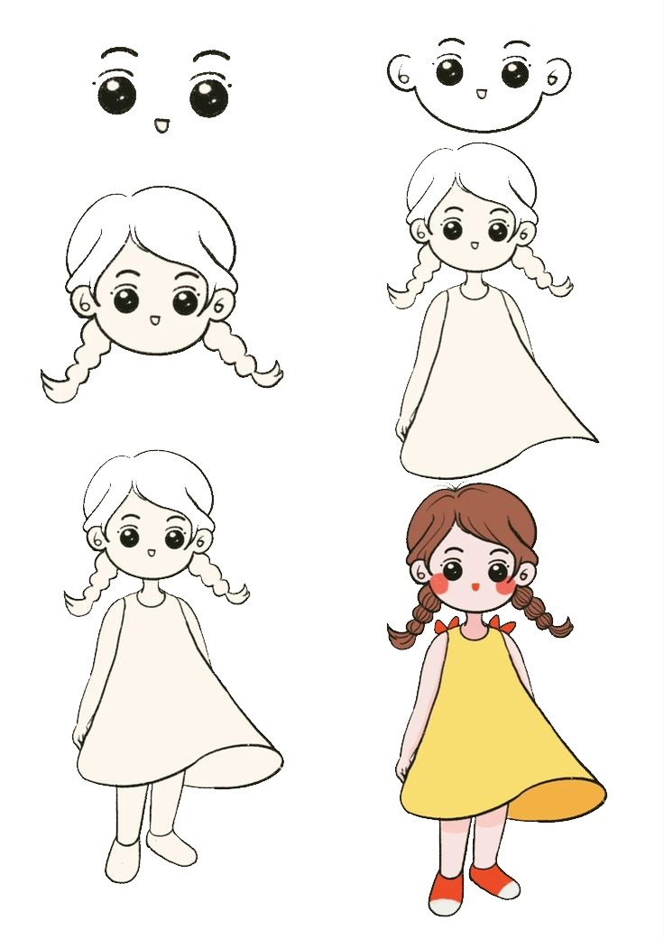 Desenhos de Garota fofa kawaii