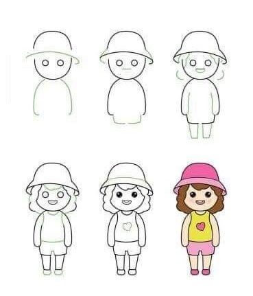 Desenhos de Garota usa chapéu