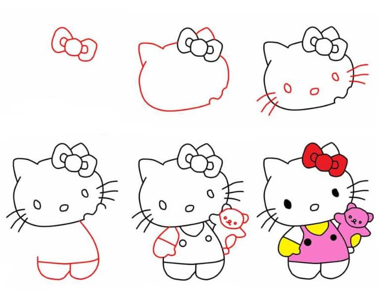 Desenhos de Hello Kitty e urso