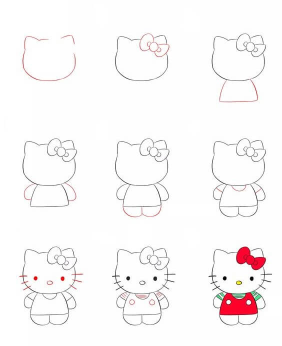 Desenhos de Hello Kitty fácil