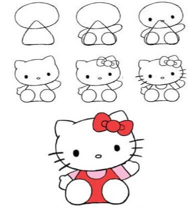 Desenhos de Hello kitty sentada