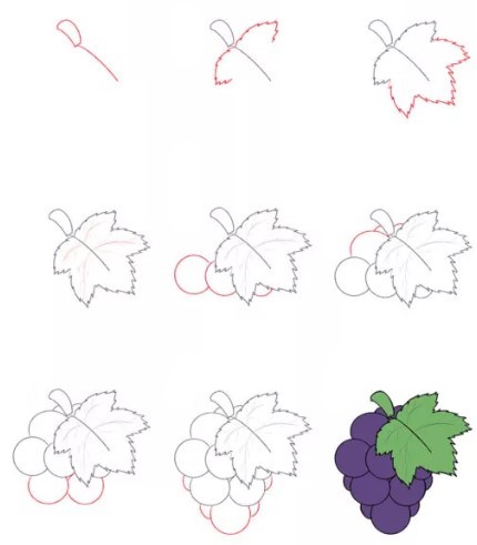 Desenhos de Cachos de Uvas