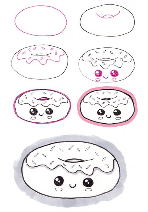 Desenhos de Imagem fofa de donut