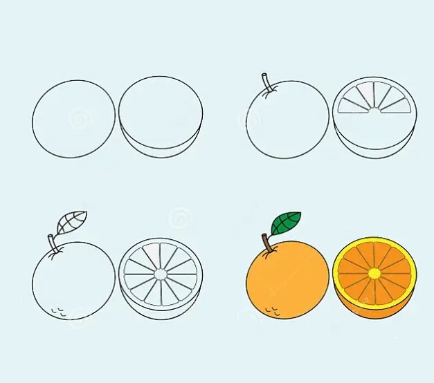 Desenhos de Laranja e meio