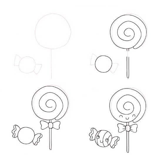 Desenhos de Pirulito com doce