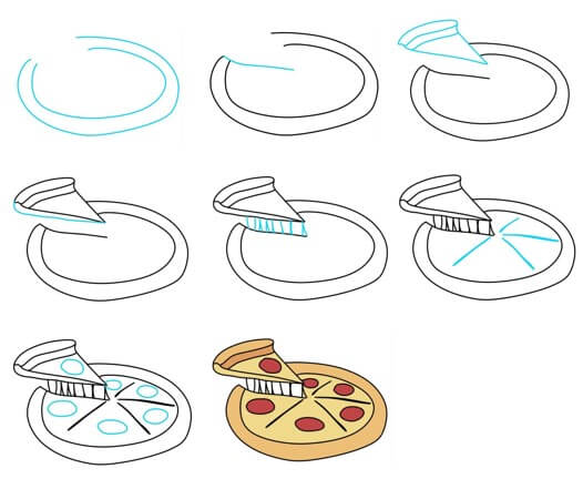 Desenhos de Pizza Fast Food