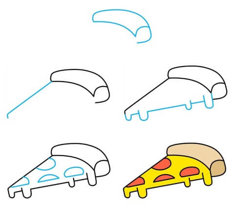 Desenhos de Pizza quente e fresca