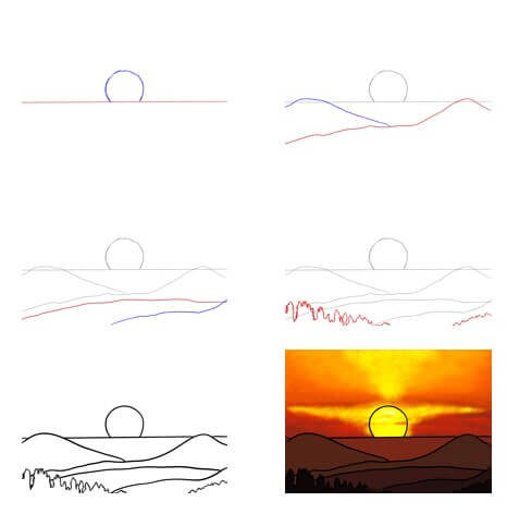 Desenhos de Pôr do sol majestoso