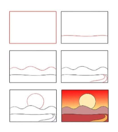 Desenhos de Pôr do sol triste