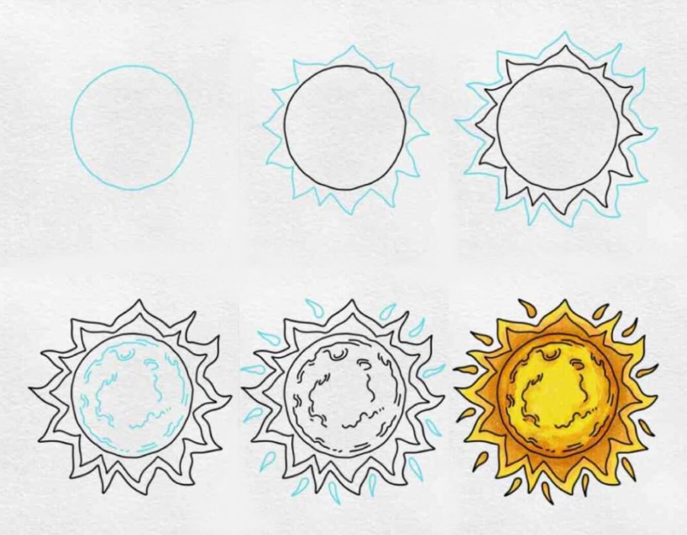 Desenhos de Sol brilhante