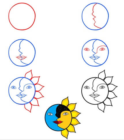 Desenhos de Sol e lua