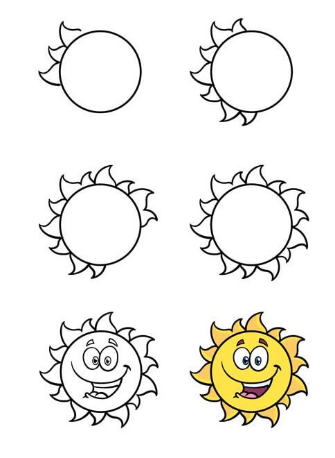 Desenhos de Sol Feliz