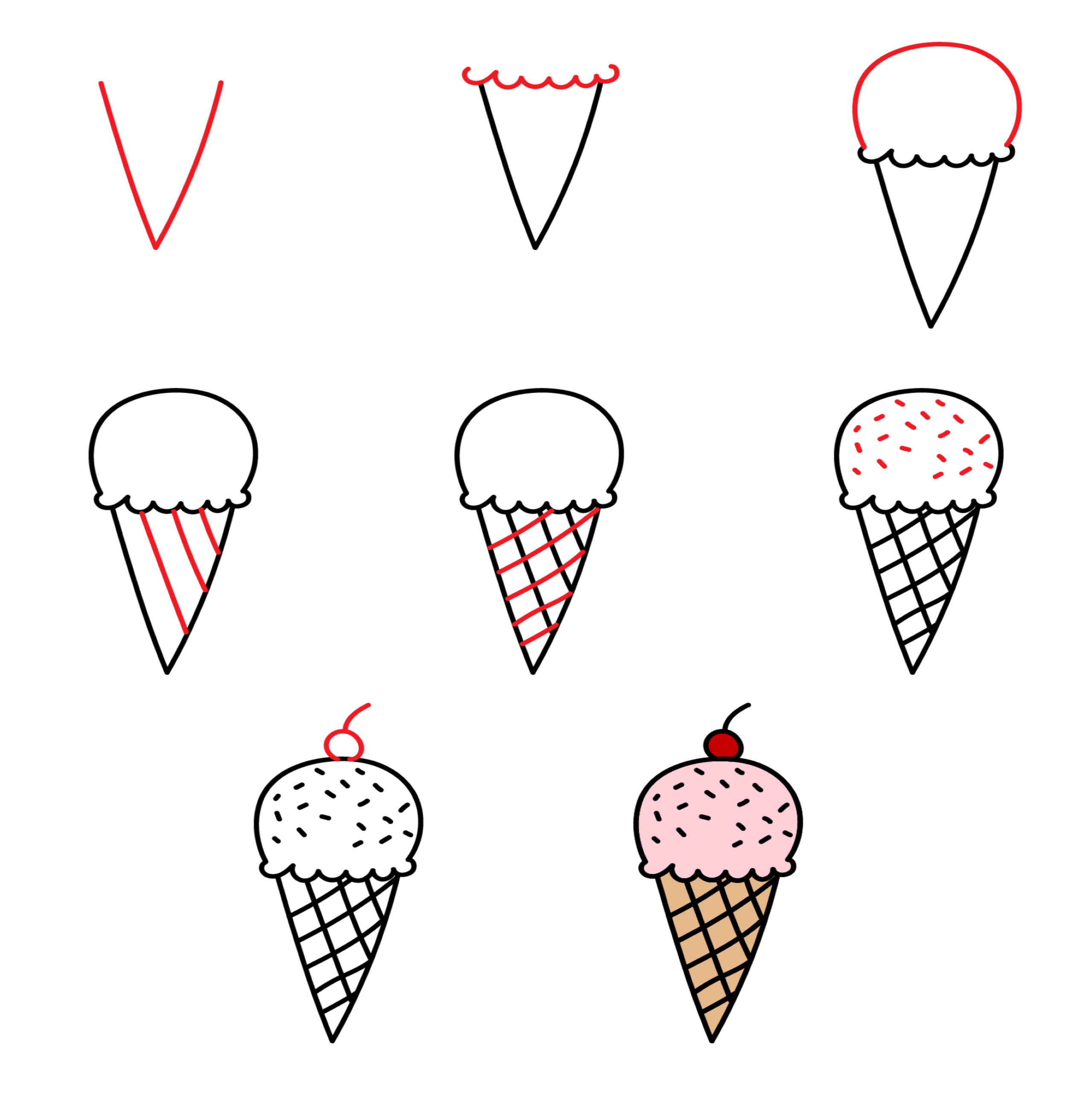Desenhos de Sorvete com cereja