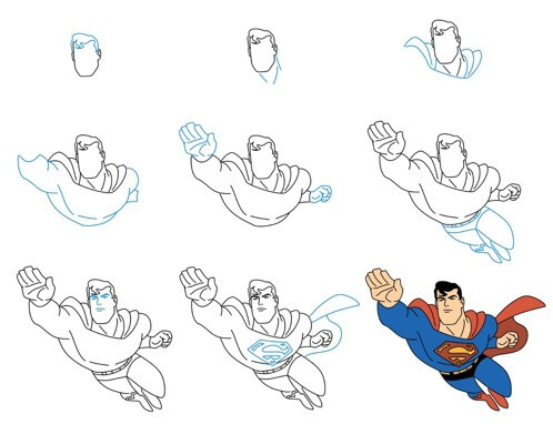 Desenhos de Superman voa para lutar 6