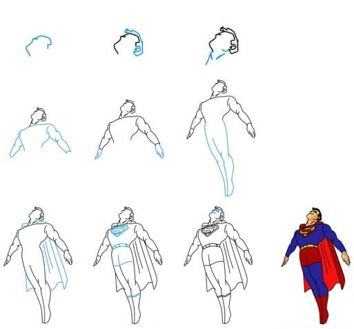 Desenhos de Superman voando alto