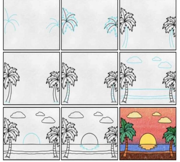 Desenhos de Um pôr do sol glorioso