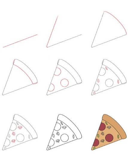 Desenhos de Uma fatia de pizza