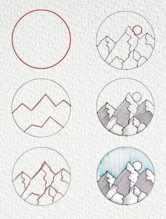 Desenhos de Arte da Montanha de Neve