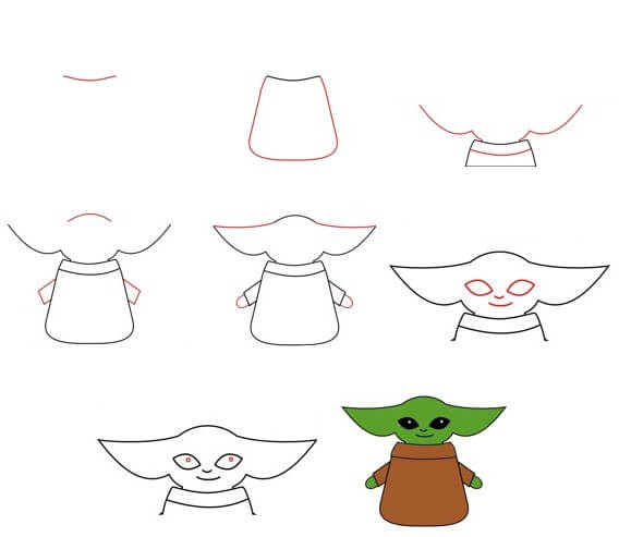 Desenhos de Baby Yoda fácil