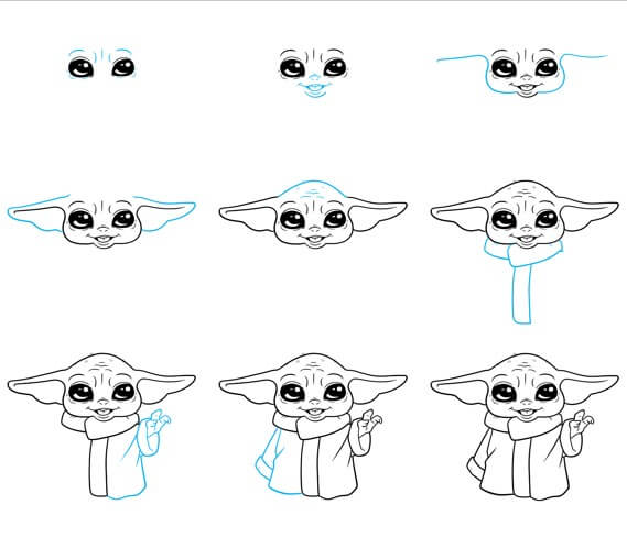 Desenhos de Baby Yoda fofo