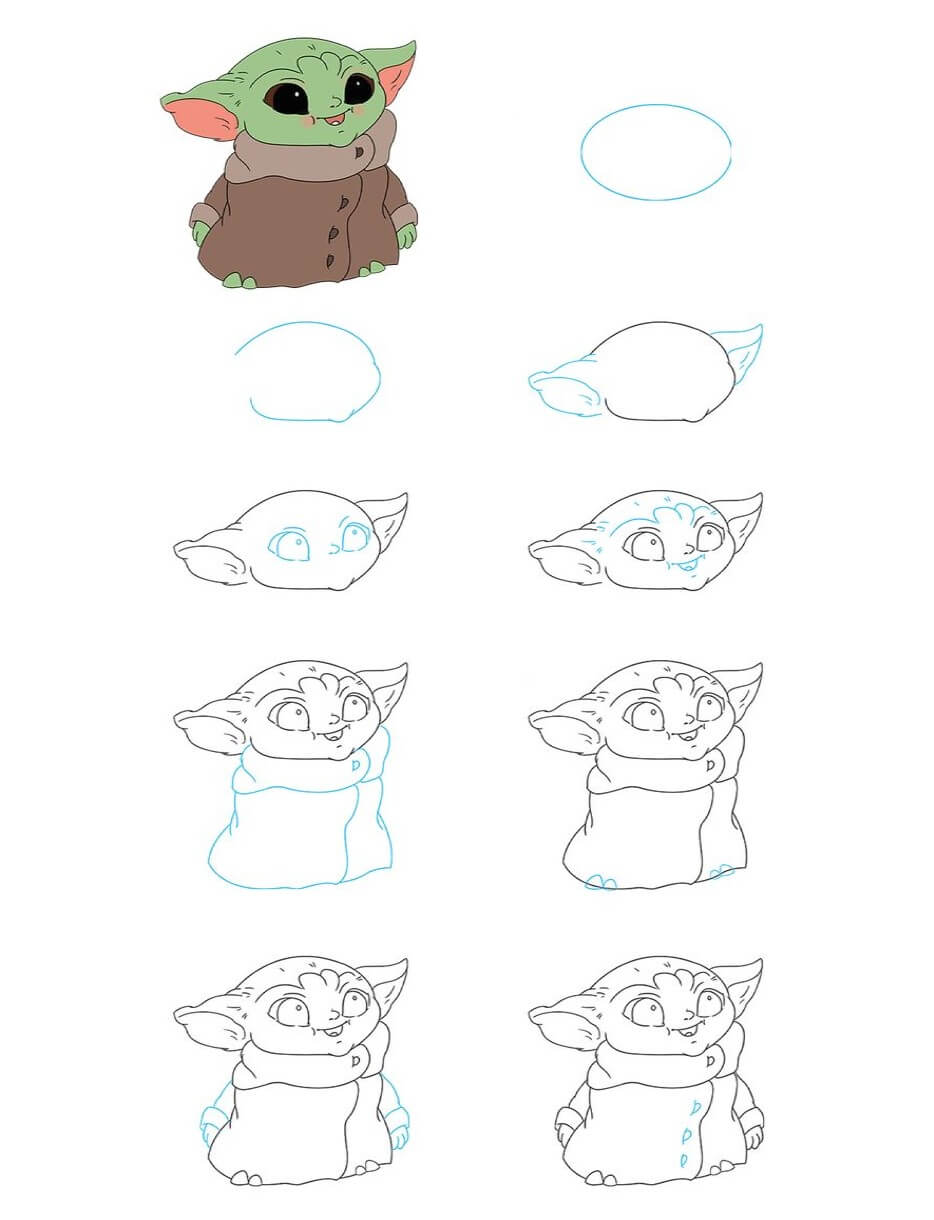 Desenhos de Baby Yoda para crianças