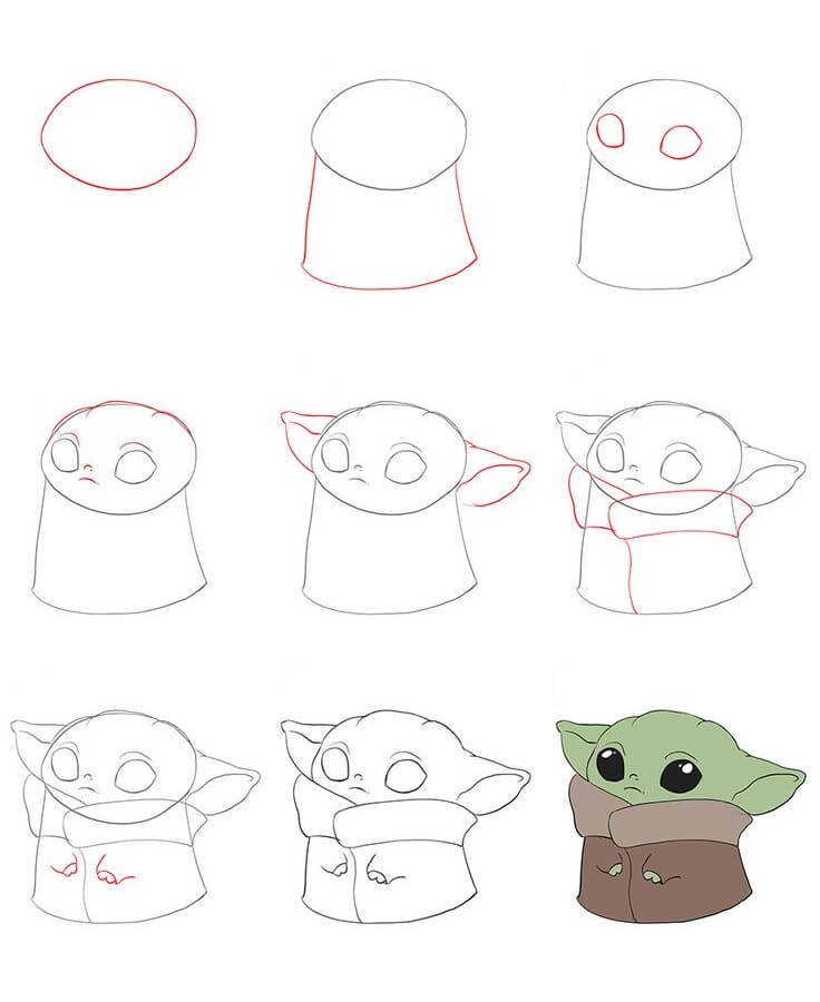 Desenhos de Baby Yoda simples