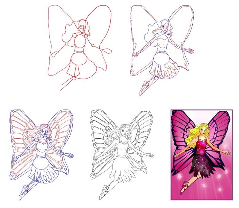 Desenhos de Barbie com asas de borboleta