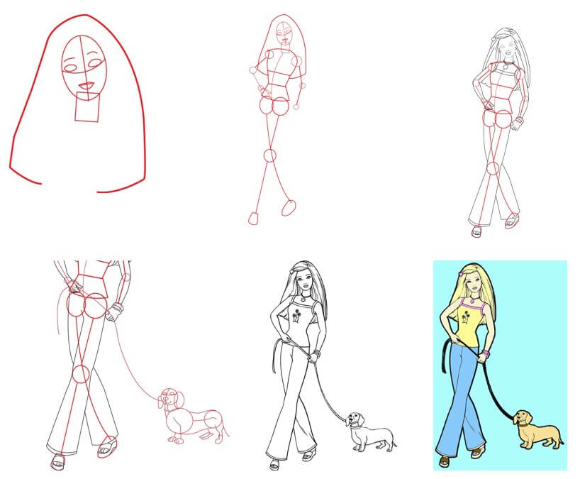 Desenhos de Barbie e cachorro