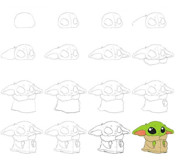 Desenhos de Bebê Yoda adorável