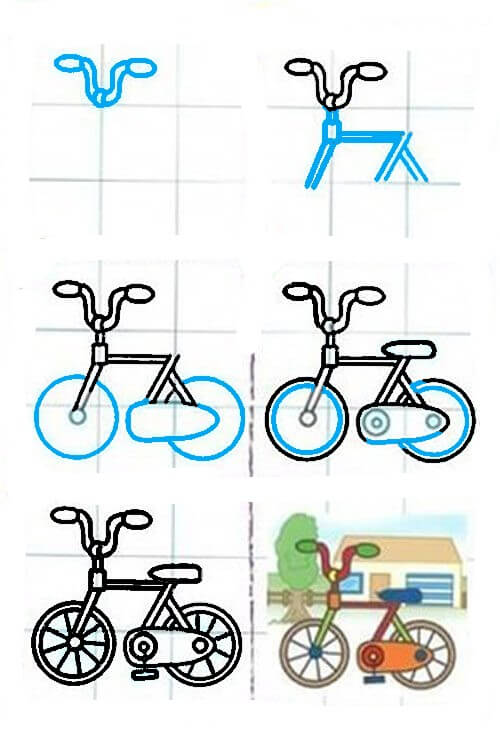 Desenhos de Bicicleta e casa