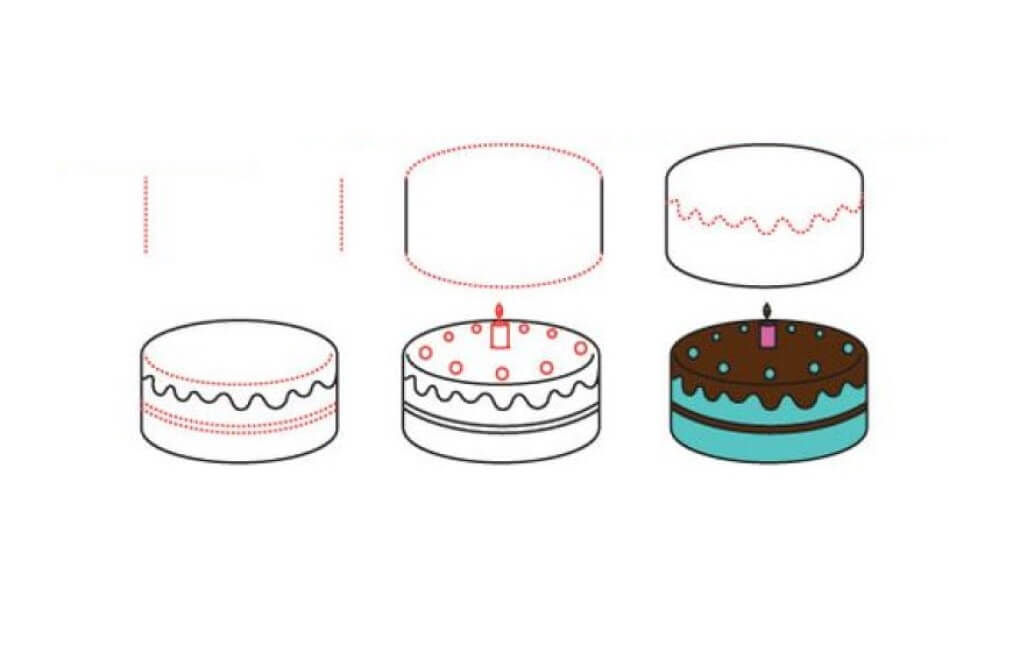 Desenhos de Bolo de aniversário alegre
