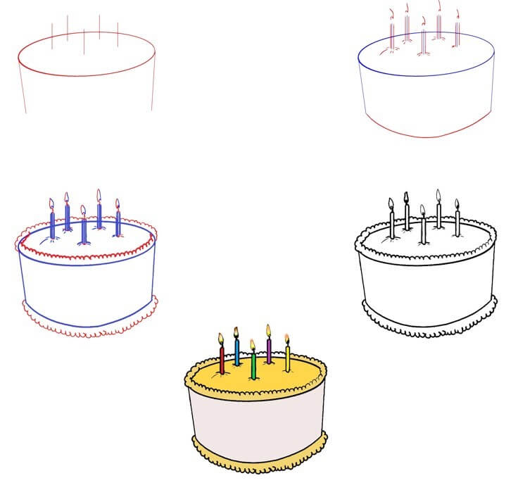Desenhos de Bolo de aniversário clássico