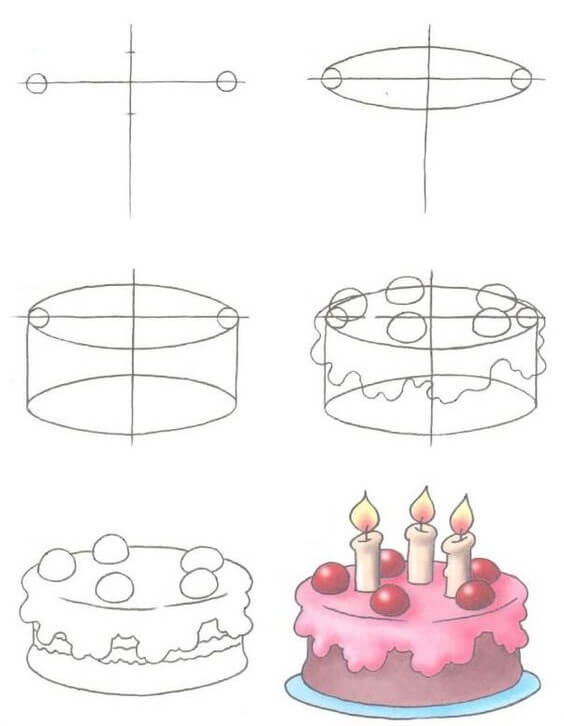 Desenhos de Bolo de aniversário com velas