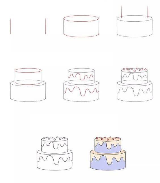 Desenhos de Bolo de aniversário de dois andares