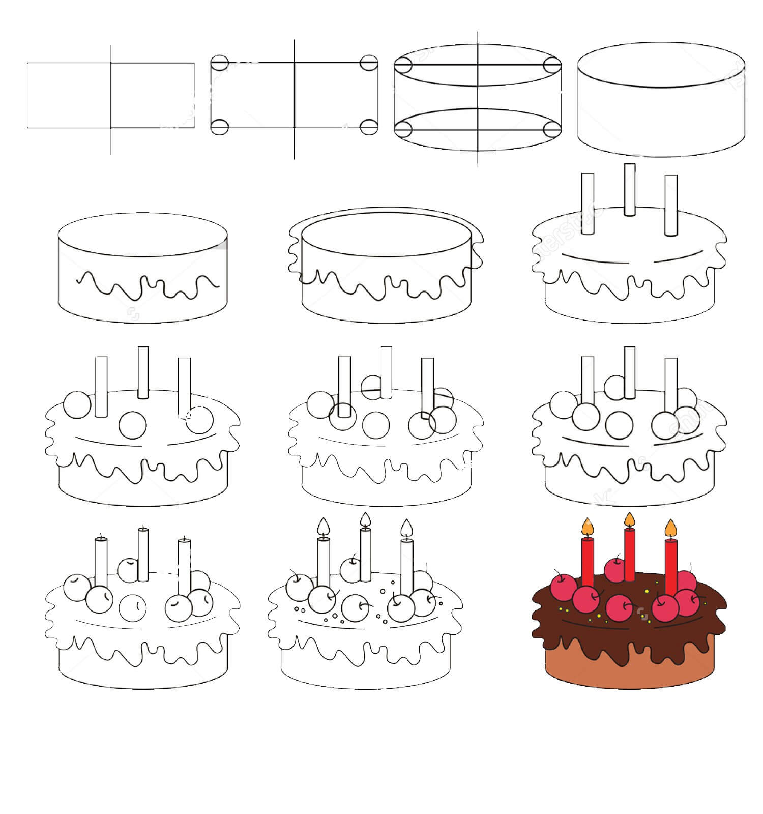 Desenhos de Bolo de aniversário doce