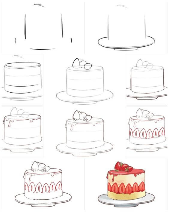 Desenhos de Bolo de aniversário doce e grátis