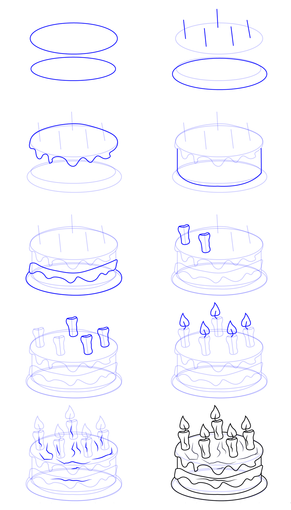 Desenhos de Bolo de aniversário em estilo animado