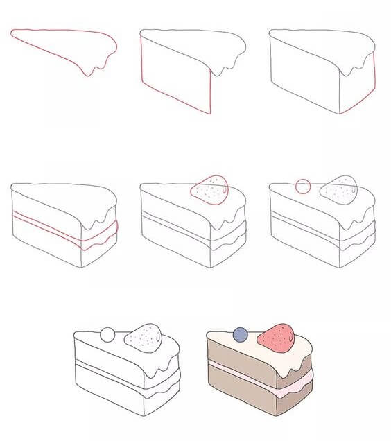 Desenhos de Bolo de aniversário em pedaços