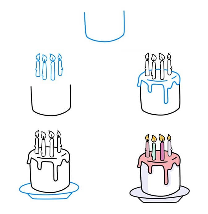 Desenhos de Bolo de aniversário encantador
